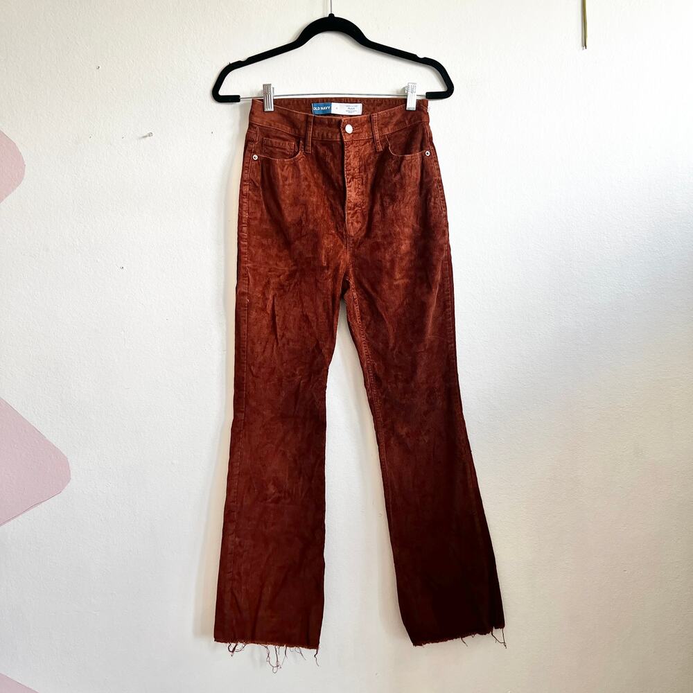 Old Navy Brown Corduroy Pants Womens Size 4‎ Higher High Rise Flare 70s Retro